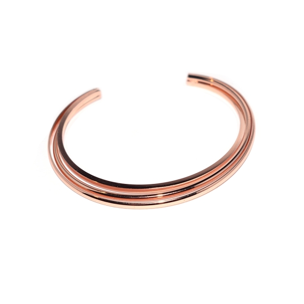 Bracelet jonc triple métal rose gold ajustable - Photo n°1