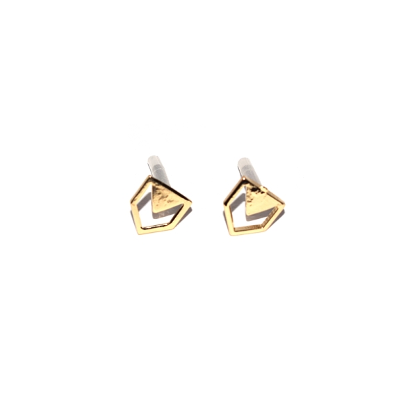 Boucles d'oreilles perceuse chevron métal doré x2 - Photo n°1