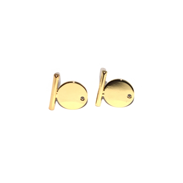 Boucles d'oreilles perceuse rond + barre métal doré x2 - Photo n°1