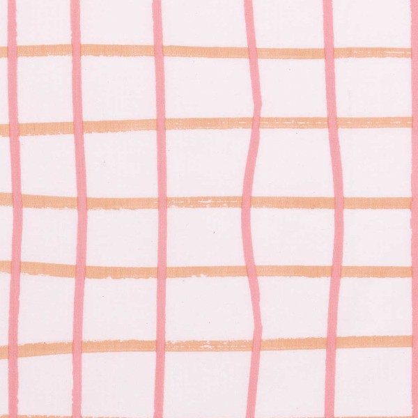Coupon de tissu Toile coton - Carreaux roses - Fond  - 50 x 140 cm - Photo n°1