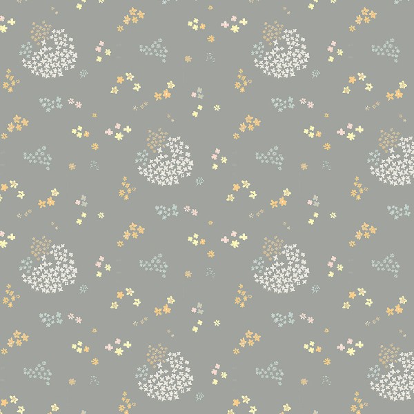 Coupon de tissu jersey - Petites fleurs détails Pailletés - Fond Gris - 70 x 100 cm - Photo n°1