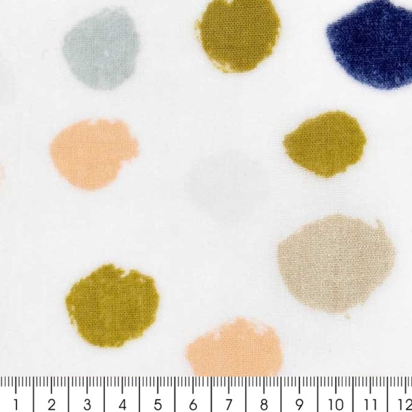 Tissu Coton léger à la coupe - Gros points sur fond Gris clair - Détails Métallisés - Par 10 cm - Photo n°2