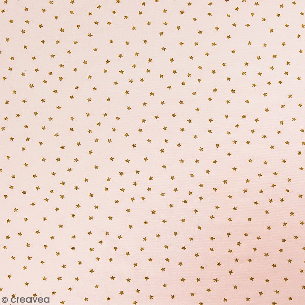 Coupon de tissu jersey - Petites étoiles détails Métallisés - Fond Rose pâle - 70 x 100 cm - Photo n°1