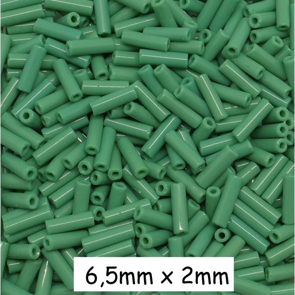 30g Perles De Rocaille Tube 6,5mmx2mm Vert Amande Environ 640 Perles - Photo n°1
