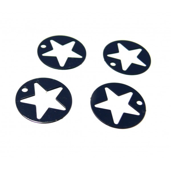 AC119915 Lot de 4 Estampes rondes étoile perforée 18mm couleur Gris Bleu - Photo n°1