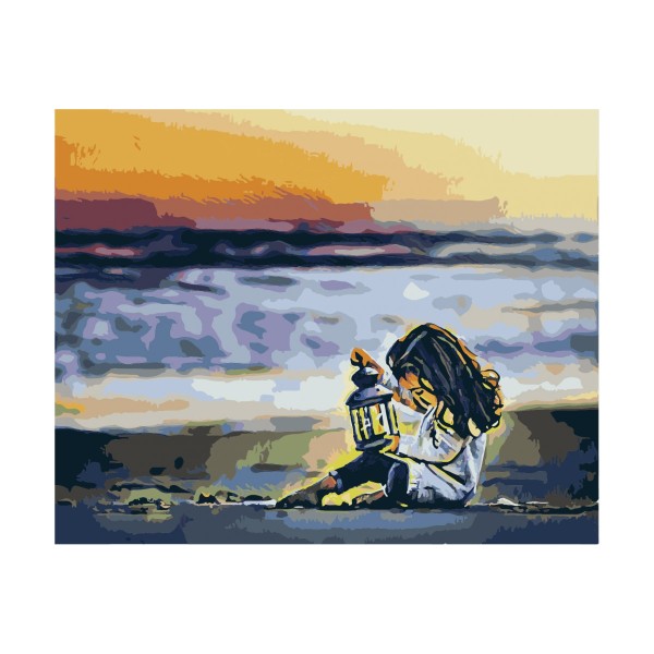 Kit de peinture par numéros - Fille avec Lanterne - 40x50 cm - Photo n°1