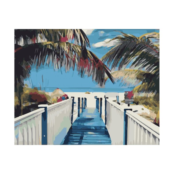 Kit de peinture par numéros - Île tropicale - 40x50 cm - Photo n°1