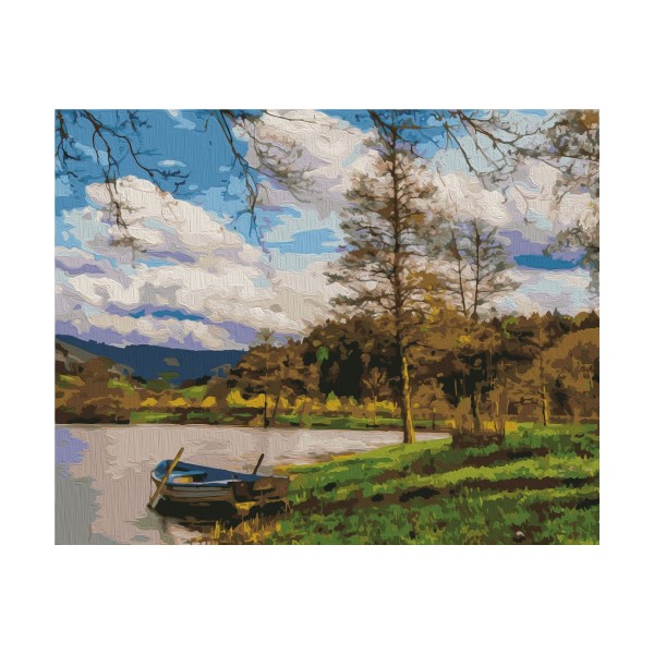 Kit de peinture par numéros - Bateau par la rivière - 40x50 cm - Photo n°1