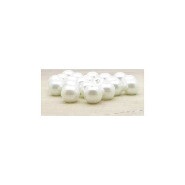 Perles verre nacre 8mm écru - ivoire par 20 - Photo n°1