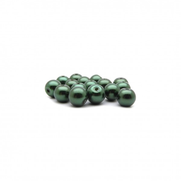 Perles verre nacré 8mm vert émeraude par 20 - Photo n°1
