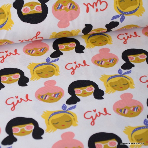 Tissu jersey Oeko tex imprimé Girly Girl - Photo n°1