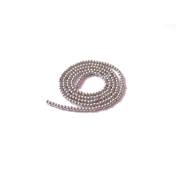 Hématite argentée : 20 MICRO perles rondes 2 MM de diamètre - Photo n°1