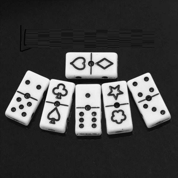 LOT 30 PERLES ACRYLIQUES : domino blanc/noir 20*10mm - Photo n°1