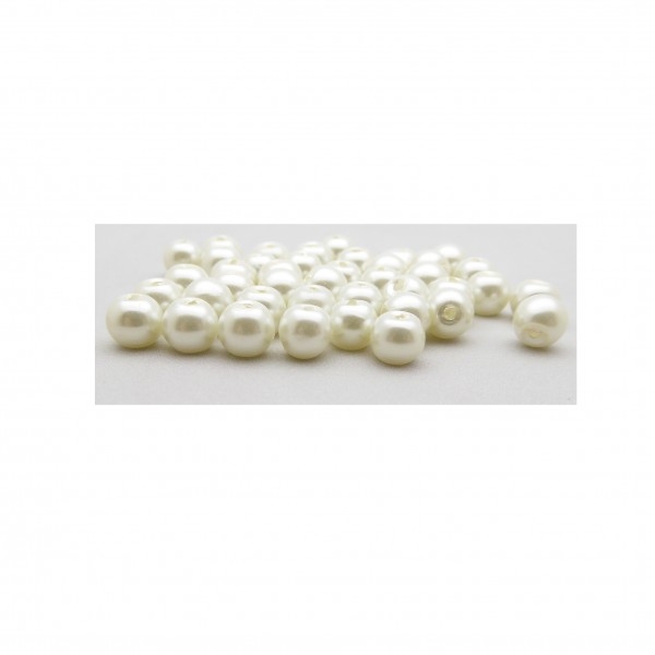 Perles verre nacré 6mm ivoire par 40 - Photo n°1