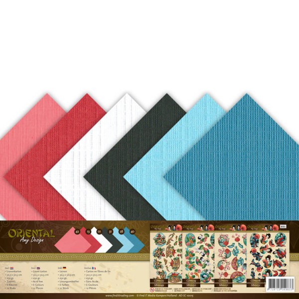 Set de carton en fibres de lin Oriental - 30 x 30cm - 12 feuilles - 6 couleurs - Photo n°1