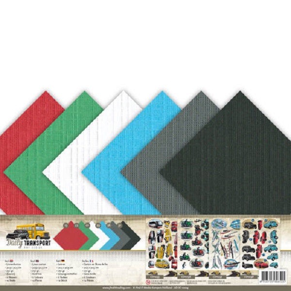 Set de carton en fibres de lin Daily Transport - 30 x 30 cm - 12 feuilles - 6 couleurs - Photo n°1