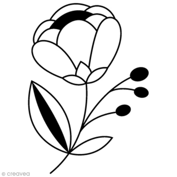 Tampon Bois Artemio - Fleur graphique - 2,7 x 3,5 cm - Photo n°1