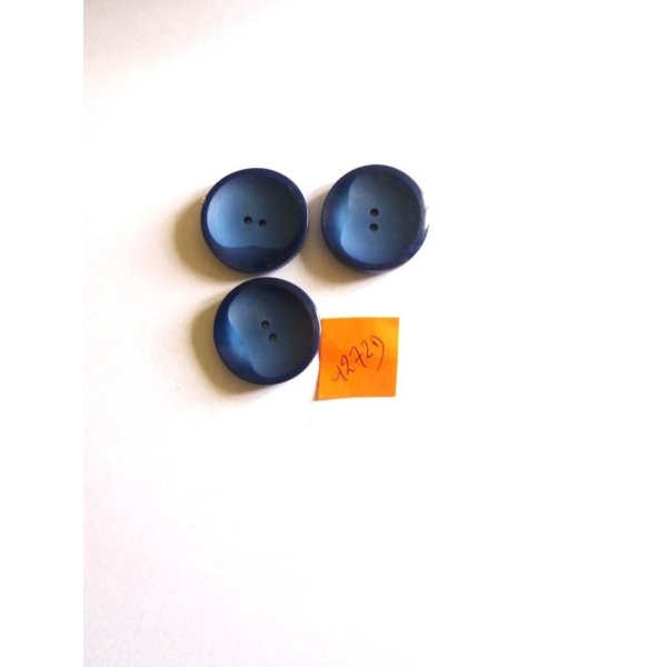 3 Boutons résine bleu - 27mm – 1272D - Photo n°1