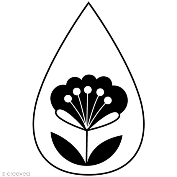 Tampon Bois Artemio - Goutte fleur graphique - 3,5 x 5,1 cm - Photo n°1
