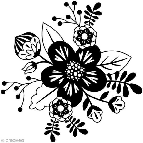 Tampon Bois Artemio - Fleur graphique - 7,2 x 7,4 cm - Photo n°1