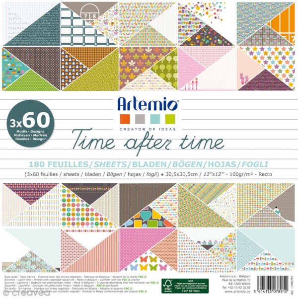 Papier scrapbooking Artemio - Time after time - 30,5 x 30,5 cm - 180 feuilles - Photo n°1