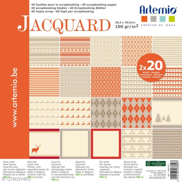 Papier scrapbooking Artemio - Jacquard - 30,5 x 30,5 cm - 40 feuilles - Photo n°1