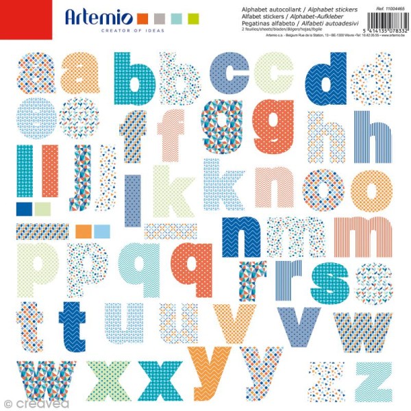 Stickers Alphabet Artemio - Graphic Time - 2 planches de 30,5 x 30,5 cm - 104 pcs - Photo n°1