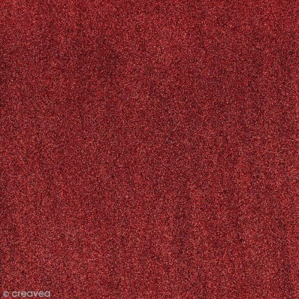 Feuille adhésive - Rouge pailleté - 30 x 30 cm - Photo n°1