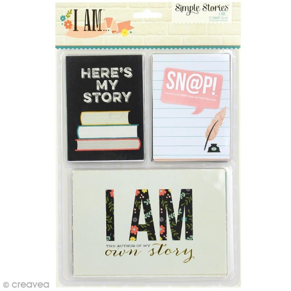 Assortiment cartes Snap Simple Stories - I AM - 7,5 et 45 cm - 72 cartes - Photo n°1