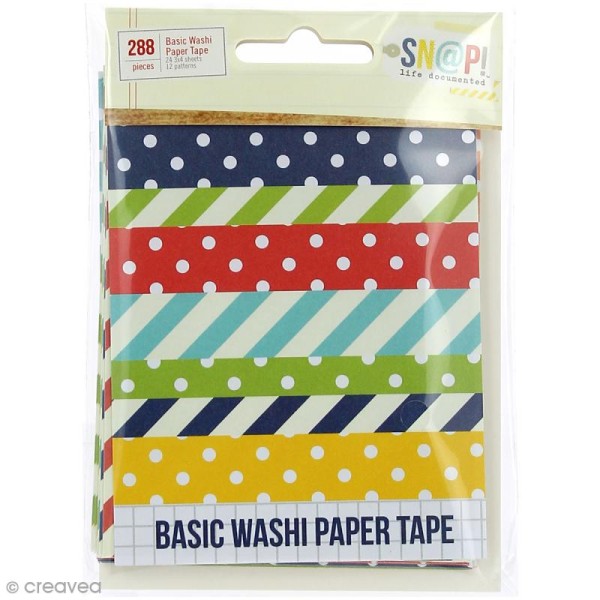 Autocollants washi tape Simple Stories - SNAP life documented - Pois, rayures - 288 pcs - Photo n°1