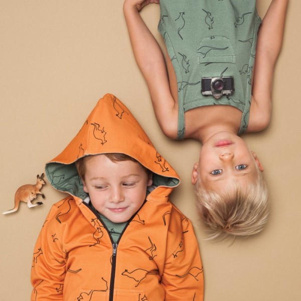 Tissu jersey French terry imprimé Kangourous fond Orange Katia Fabrics - Photo n°3