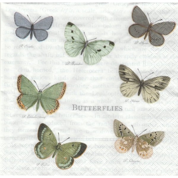 4 Serviettes en papier Papillons Format Cocktail 86008 Sagen Vintage - Photo n°1