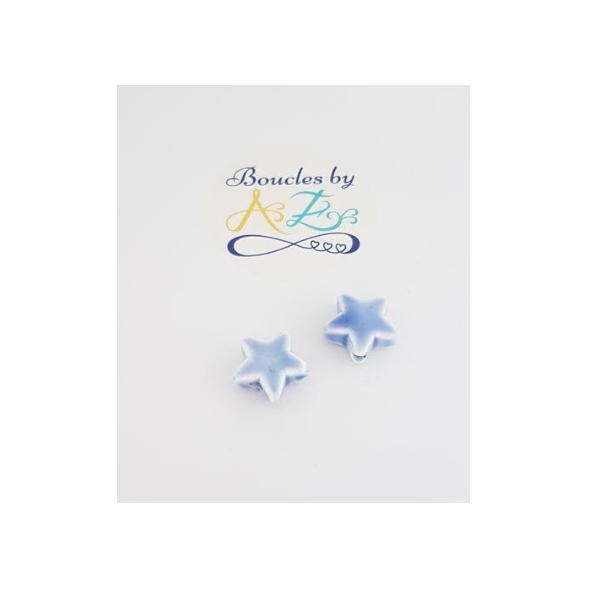 Perles étoiles bleues en céramique x2 - Photo n°1