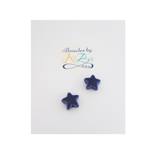 Perles étoiles bleu marine en céramique x2 - Photo n°1