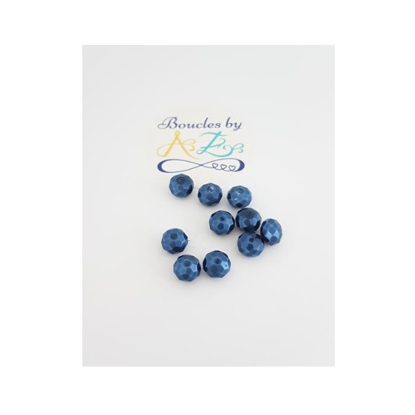 Perles à facettes bleues 8*6mm x10 - Photo n°1