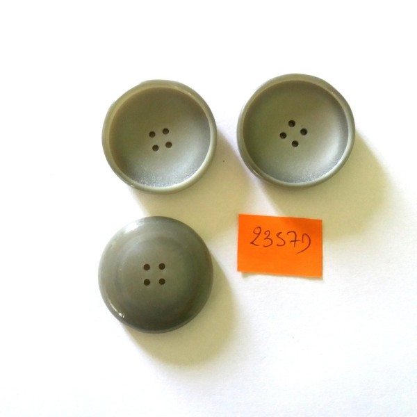 3 Boutons résine gris clair - 35mm – 2357D - Photo n°1