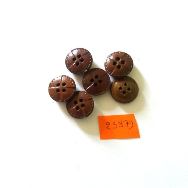 6 Boutons cuir marron - 18mm – 2397D - Photo n°1