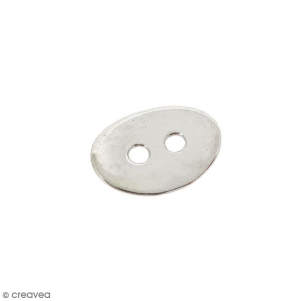 Bouton en métal ovale Gris argenté - 14 mm - 10 pcs - Photo n°1