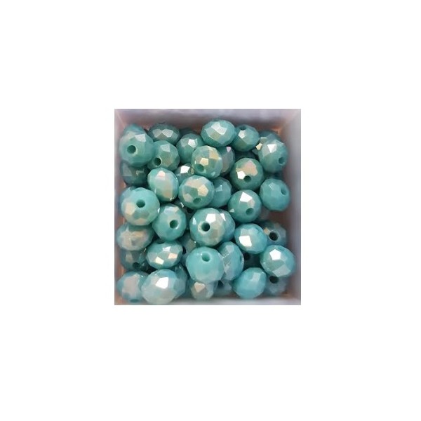 Perles à facettes bleu canard 6*4mm x30 - Photo n°1
