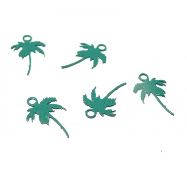 AE119109 Lot 6 Estampes pendentif filigrane Palmier couleur Bleu Vert de 7 par 12mm - Photo n°1