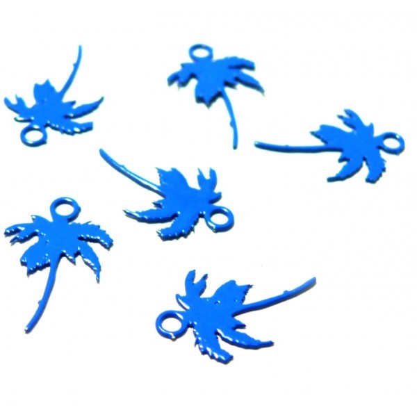 AE119109 Lot 6 Estampes pendentif filigrane Palmier couleur Bleu Roi de 7 par 12mm - Photo n°1