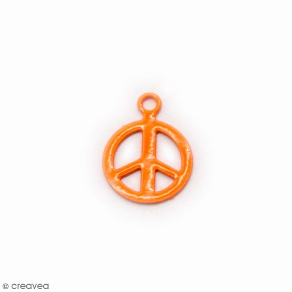 Mini Breloque Symbole Peace and Love orange fluo - 7 mm - 10 pcs - Photo n°1