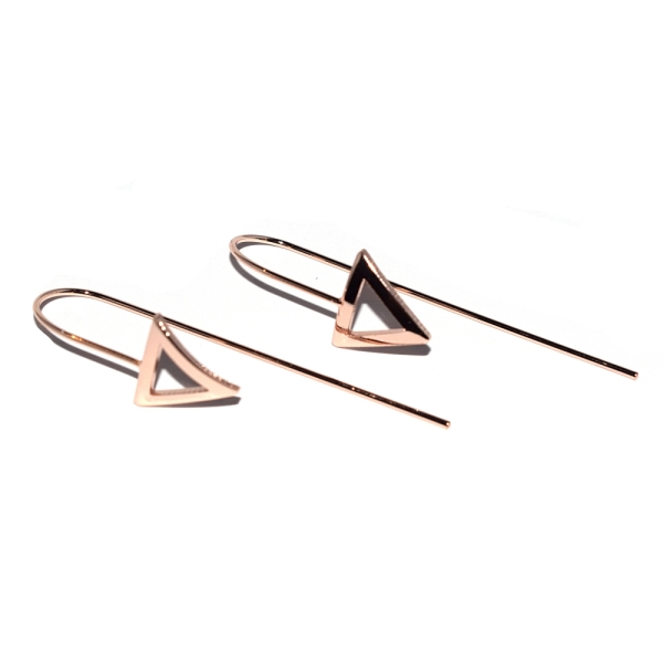 Boucles d'oreilles harpon triangle vide métal rose gold x2 - Photo n°1