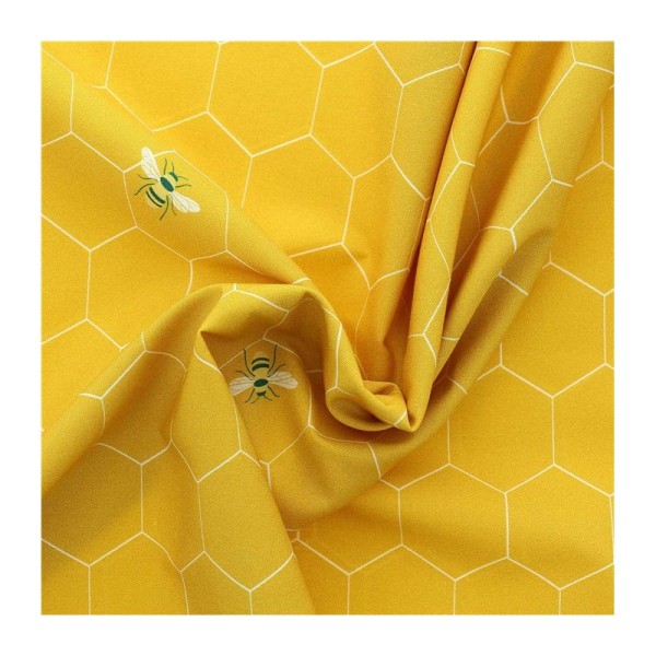 Tissu popeline Oeko tex imprimé hexagones et abeilles moutarde Katia Fabrics x1m - Photo n°3