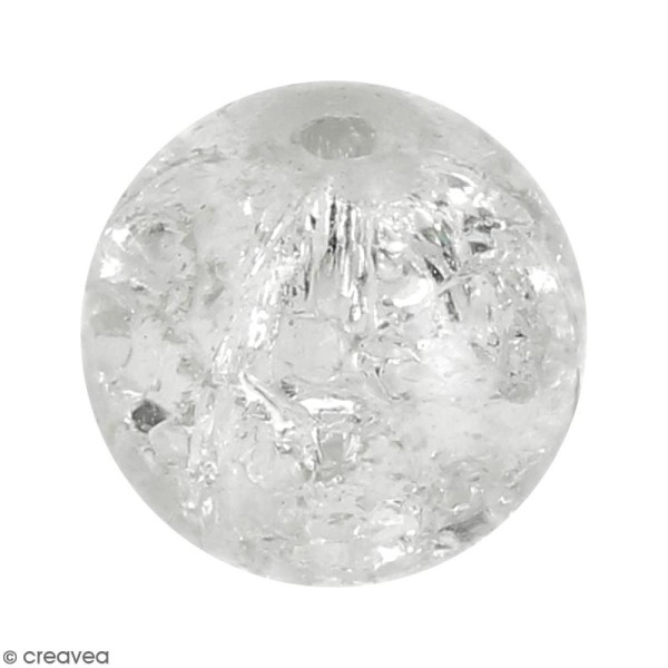 Perle en verre Blanc cristal - 10 mm - Photo n°1