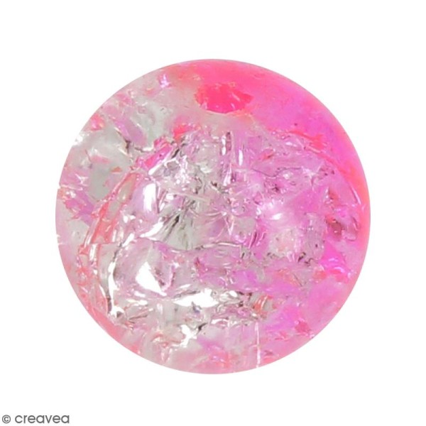 Perle en verre Rose craquelé - 10 mm - Photo n°1