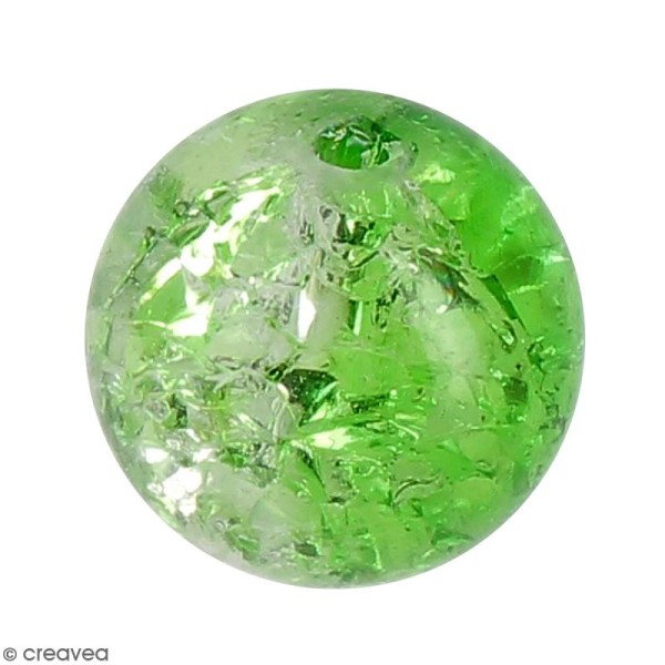 Perle en verre Vert craquelé - 10 mm - Photo n°1