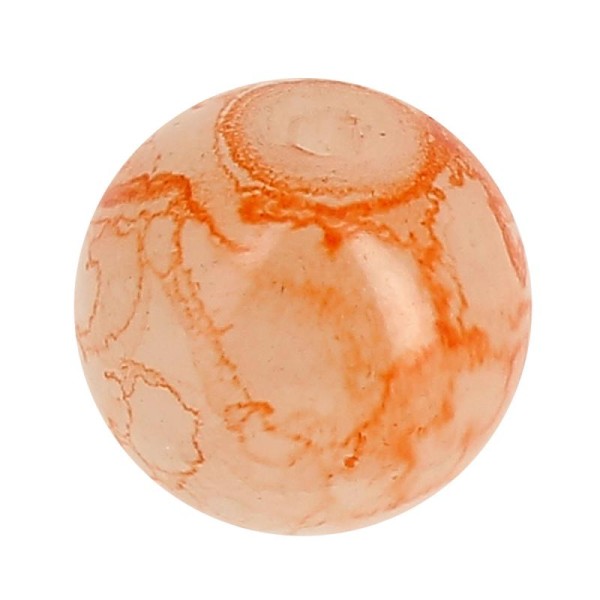 Perle en verre Orange marbré - 10 mm - Photo n°1