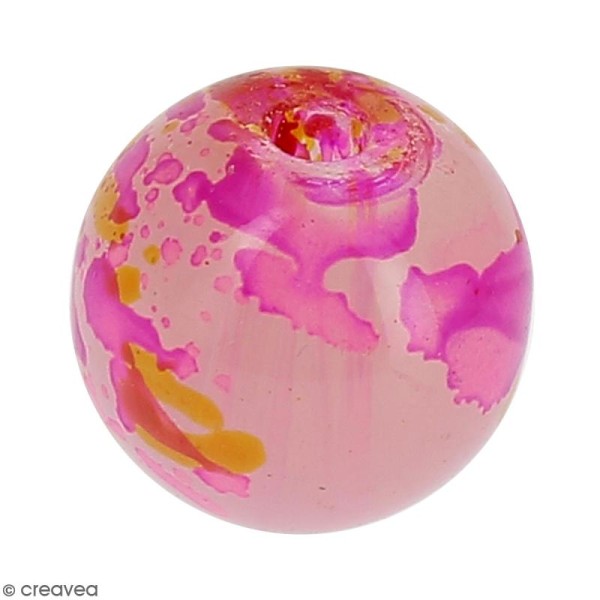 Perle en verre Rose moucheté - 10 mm - Photo n°1