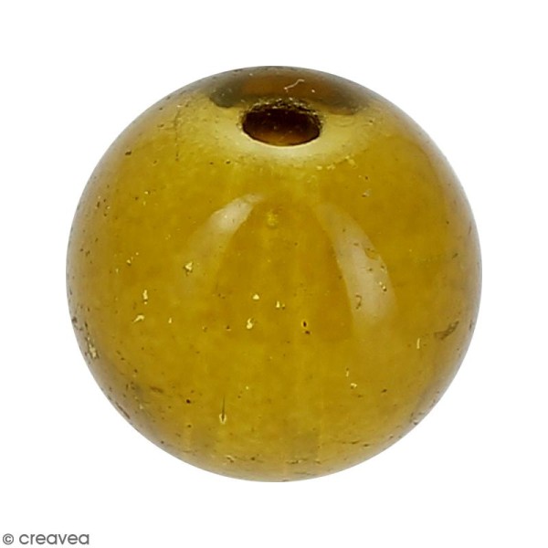 Perle en verre Ambre transparent - 10 mm - Photo n°1